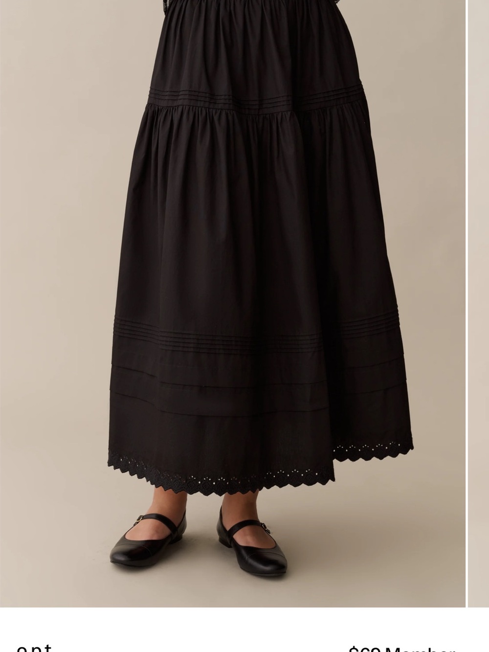 NWT Women's Black Tiered Maxi Skirt with Eyelet Hem - Picture 2 of 7